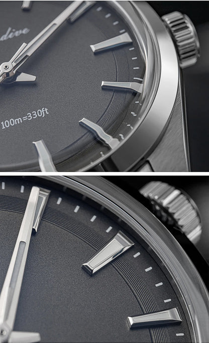 ADDIESDIVE Men's Dress Watch 36mm 10Bar Waterproof Stainless Steel BGW9 Super Luminous Quartz Movement with Bubble Mirror Glass