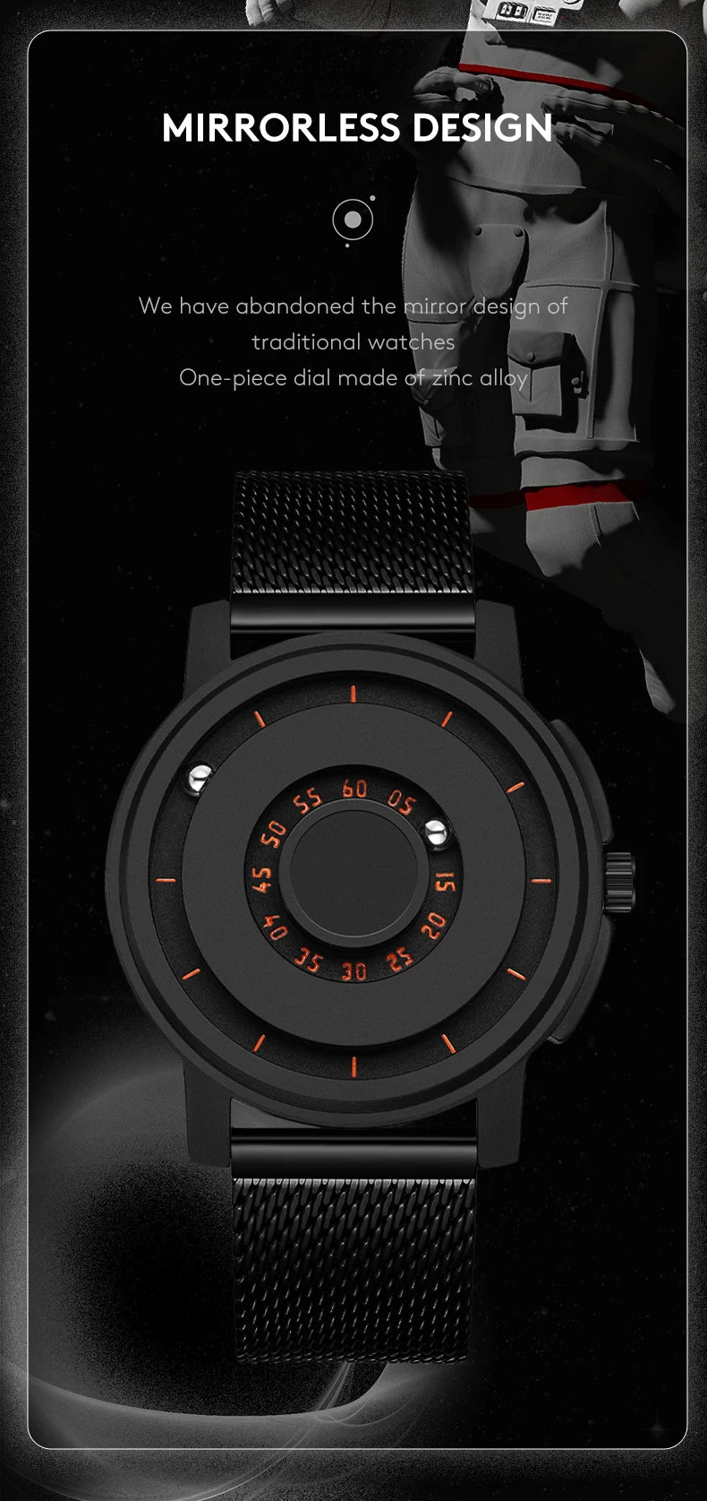 Alloy Magnetic Levitation Hands Watch For Men 3 ATM Waterproof Quartz Movement Quartz Watches