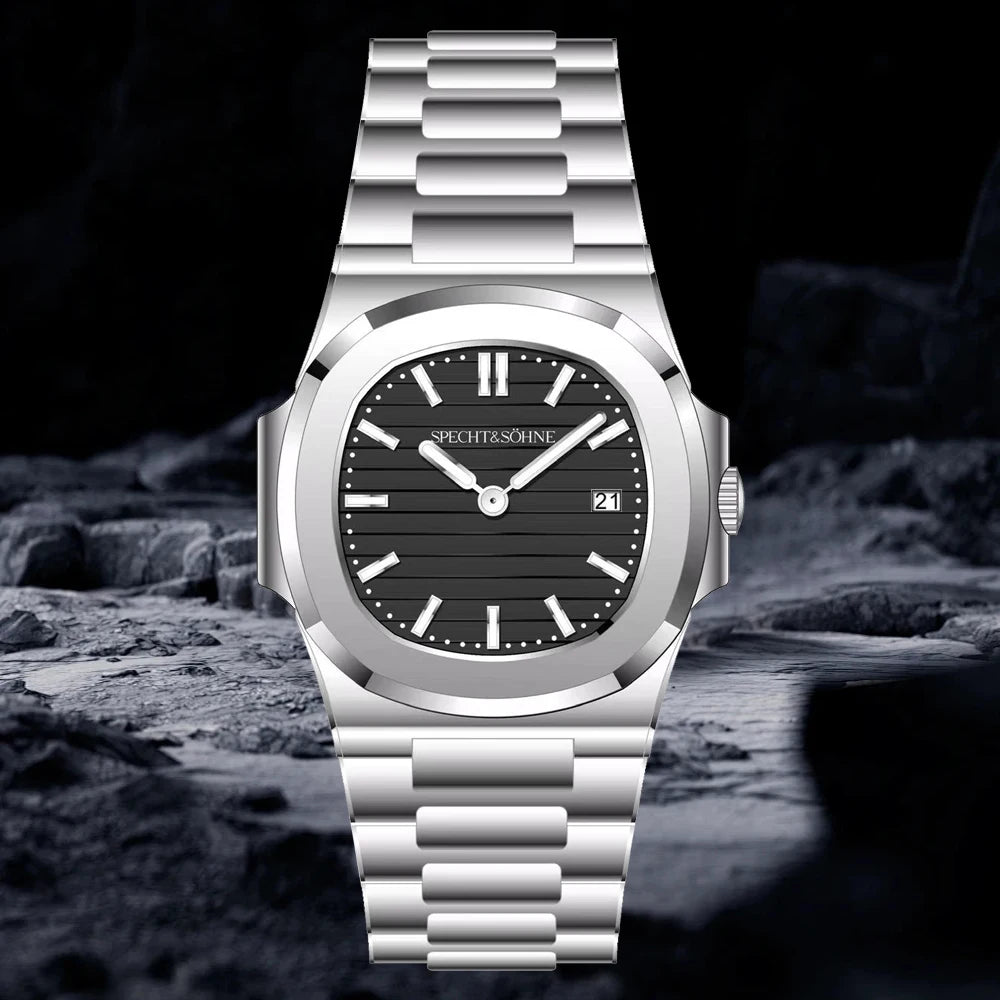 Specht & Söhne Classic 5711 Ultra Thin Men's Watch Green Sapphire Crystal 50M Water Resistant Stainless Steel Quartz Wristwatch