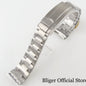 BLIGER Silver Black 20mm Width Stainless Steel Jubilee Watch Strap Bracelet Two Tone Gold/Rose Gold Glide Lock Clasp