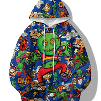 Spring and Autumn Hot selling New Cartoon Letter Graffiti 3D Digital Printing Fashion Youth Hoodie Men's and Women's Casual Top
