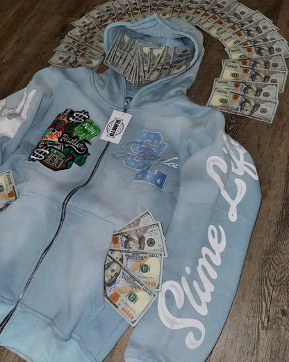 Harajuku Trend Brand Casual Loose Oversized Zipper Hoodie Men