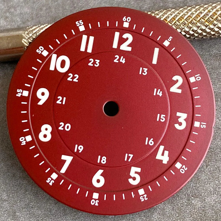 Brownish Red Field Watch Dial 29mm Luminous Marks Fit NH35 NH36 NH38 ETA 2824 PT5000 SKX Diver Mens Watch Parts New