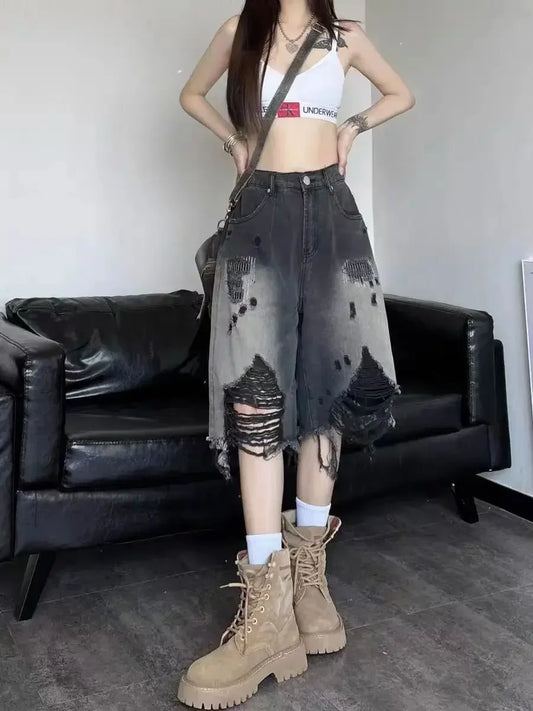 Old Size Denim Loose Shorts baggy jeans women