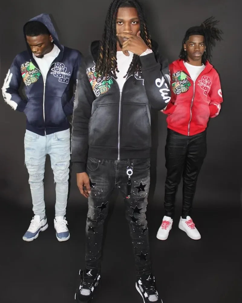 Harajuku Trend Brand Casual Loose Oversized Zipper Hoodie Men
