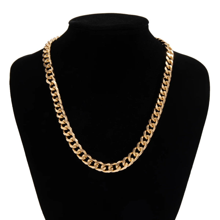 KunJoe Simple Cuban Chain Necklace for Men Gold Color/Black Metal Aluminium Chain On The Neck Choker Jewelry Party Male DIY Gift