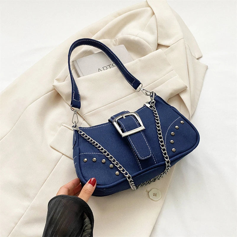 Y2k Vintage Women Underarm Bag Korean Casual Cute White Shoulder Bag Ladies Slings