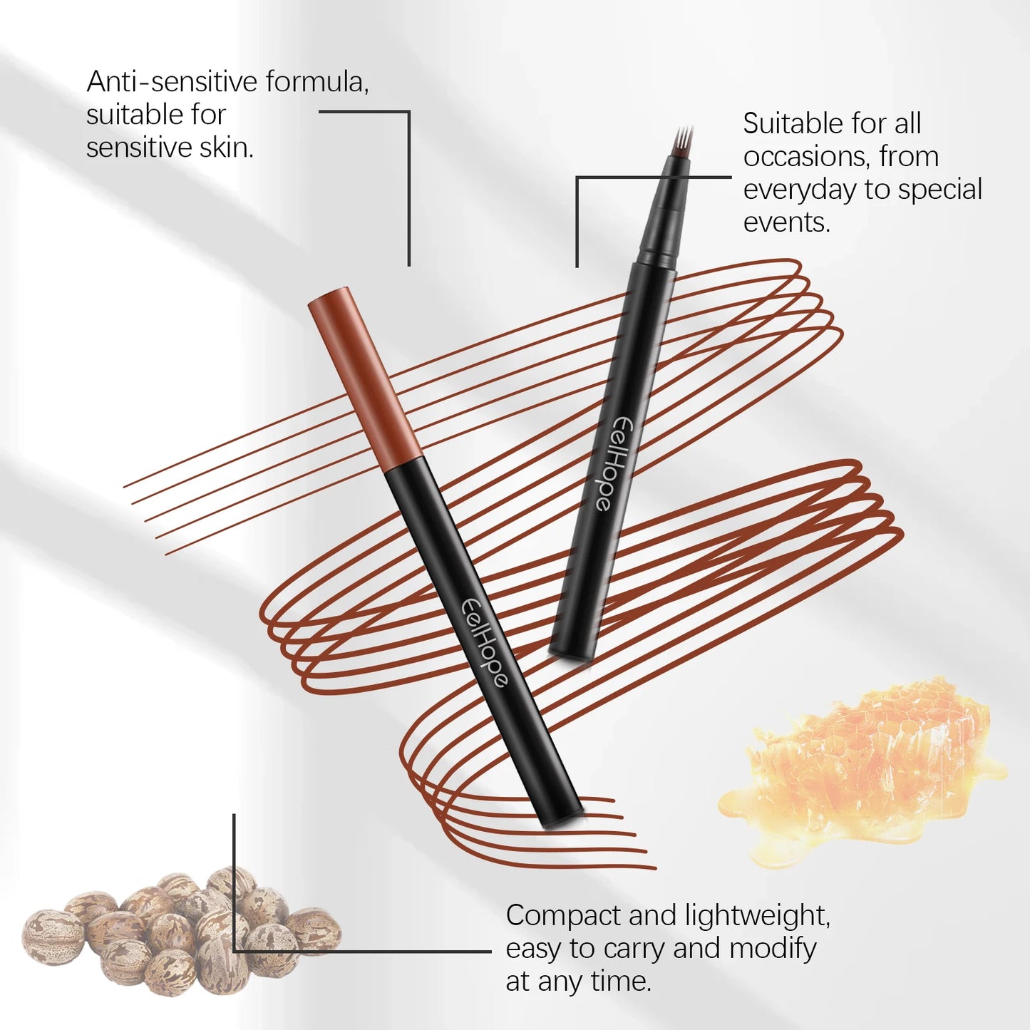 EELHOE 4 Forks Waterproof Eyebrow Pencil Long Lasting