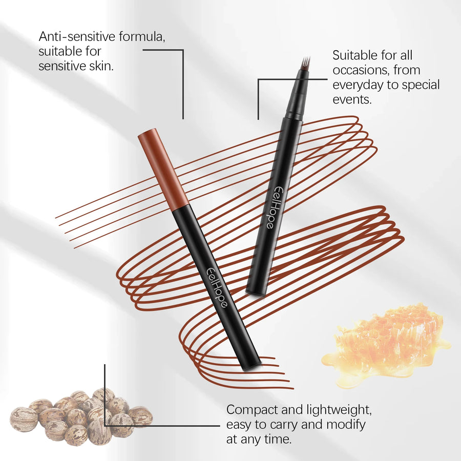 EELHOE 4 Forks Waterproof Eyebrow Pencil Long Lasting