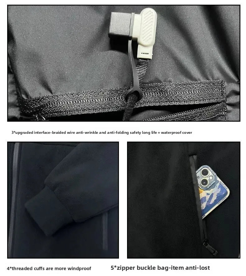 Men's Winter Smart USB Constant Temperature Graphene Fleece Warmth Coat