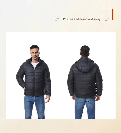 Heated Jacket Thick Warm Heated Jacket 4 Control Zone 27 Men Women Winter Outdoor Ski Hiking Coat (Not Included The Power Bank)