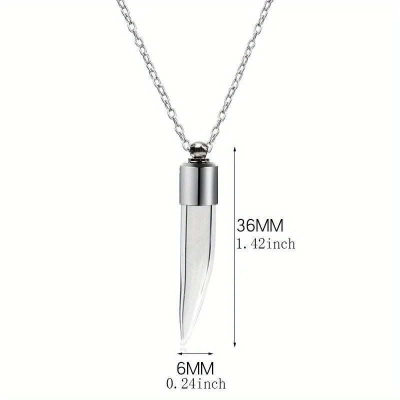 Glass Perfume Vial Pendant Wishing Bottle Clear Charm Glass Bottle Necklace Jewelry Gifts Glass Bottle Necklace TransparentGlass
