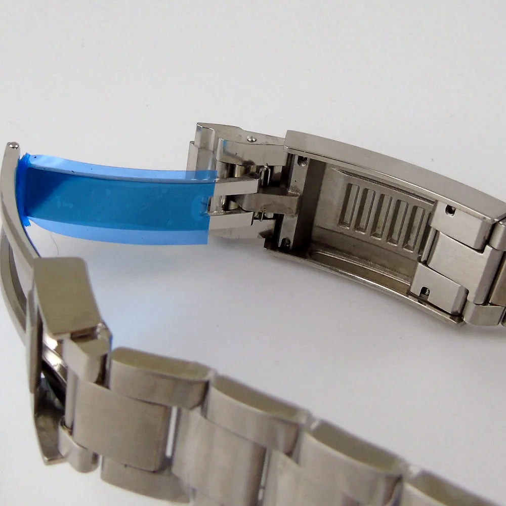 BLIGER Silver Black 20mm Width Stainless Steel Jubilee Watch Strap Bracelet Two Tone Gold/Rose Gold Glide Lock Clasp