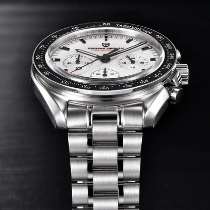 PAGANI DESIGN Men's Chronometer Quartz Watch Waterproof Luminous Red Sapphire Mirror Stainless Steel Band Fashion & Casual Wristwatch