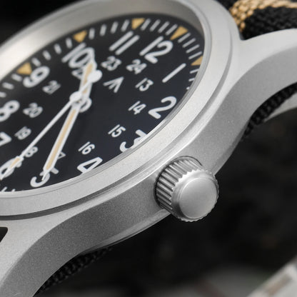 Militado ML05 38mm Military Field Watch - Sweep Quartz Movement Domed Sapphire Crystal 100M Waterproof Super Luminous Nylon Band Watch for Men