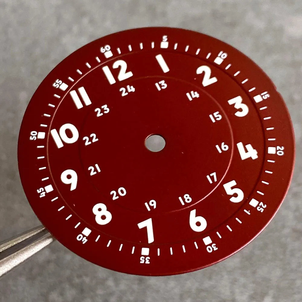 Brownish Red Field Watch Dial 29mm Luminous Marks Fit NH35 NH36 NH38 ETA 2824 PT5000 SKX Diver Mens Watch Parts New