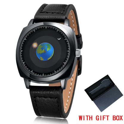 ADDIES Fashion Personality Creative Rotation Earth Watch Silicone Leather Quartz Sport Watches