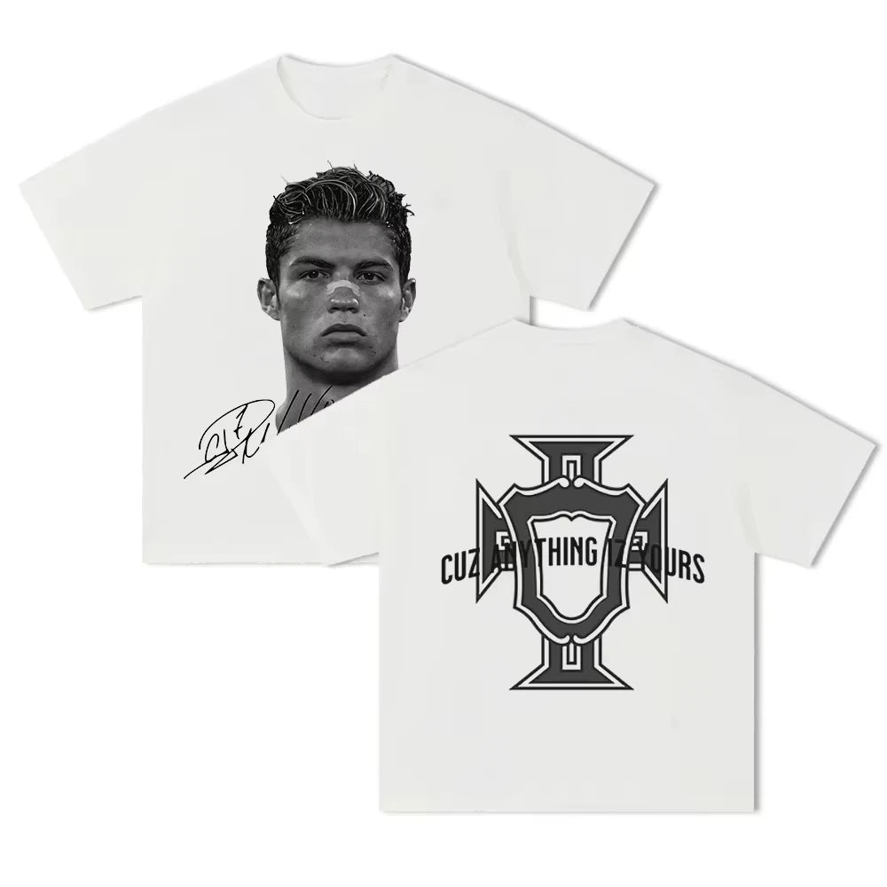 Men's T-shirt Cristiano Ronaldo fútbol superestrella Super moda impresa camiseta hombres desgastado algodón  Men's T-shirt