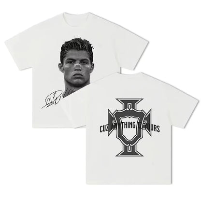 Men's T-shirt Cristiano Ronaldo fútbol superestrella Super moda impresa camiseta hombres desgastado algodón  Men's T-shirt