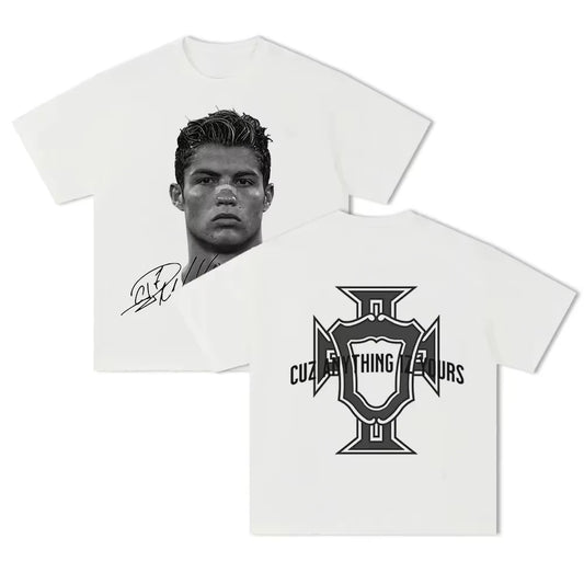 Men's T-shirt Cristiano Ronaldo fútbol superestrella Super moda impresa camiseta hombres desgastado algodón  Men's T-shirt