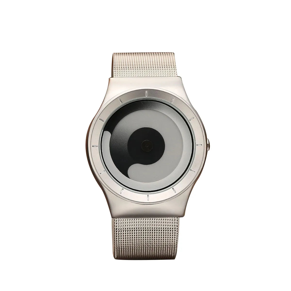 Men's Circular Quartz Wristwatch Water Resistant Stainless Steel Band No Pointer Fashion & Casual Dial Hardlex 3ATM