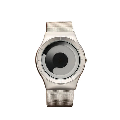 Men's Circular Quartz Wristwatch Water Resistant Stainless Steel Band No Pointer Fashion & Casual Dial Hardlex 3ATM