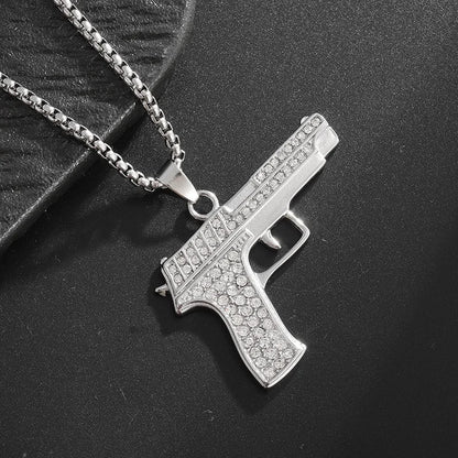 Iced Out Letter Savage Pendant Shiny Bing Cubic Zirconia Hip Hop Necklace Men\\\'s Cool Rock Rap Trend Jewelry