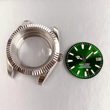 36mm Dive Watch Case Sunburst Green Watch Dial Face fit NH35A NH36A Automatic Movement 200M Diving Men Watches Part Accessories