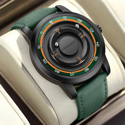 FOXBOX Watch Personalized Fashion Floating Magnetic Pointer Free Ball Bearing Creative Simple Waterproof Quartz Watch for Men
