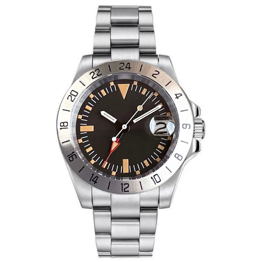 39mm Tandorio 200M Diving NH34 GMT Sapphire Glass Black Dial Luminous Mechanical Watch Men Steel Bracelet Business Dress Clock