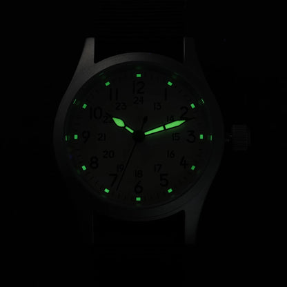 Militado ML05 38mm Military Field Watch - Sweep Quartz Movement Domed Sapphire Crystal 100M Waterproof Super Luminous Nylon Band Watch for Men