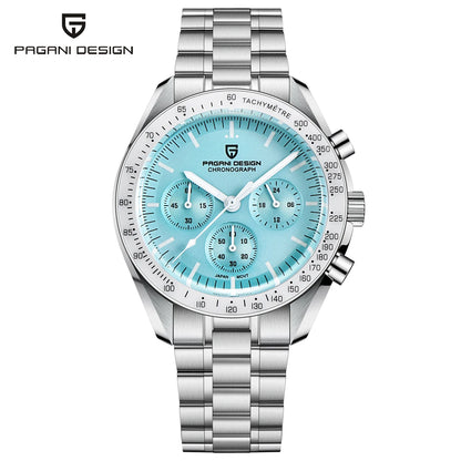 PAGANI DESIGN Men's Chronometer Quartz Watch Waterproof Luminous Red Sapphire Mirror Stainless Steel Band Fashion & Casual Wristwatch