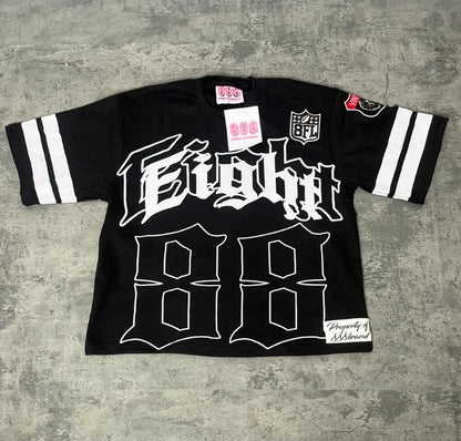 Letter Printing Loose Short-sleeved Men Y2k Pure Cotton Round Neck T-shirt