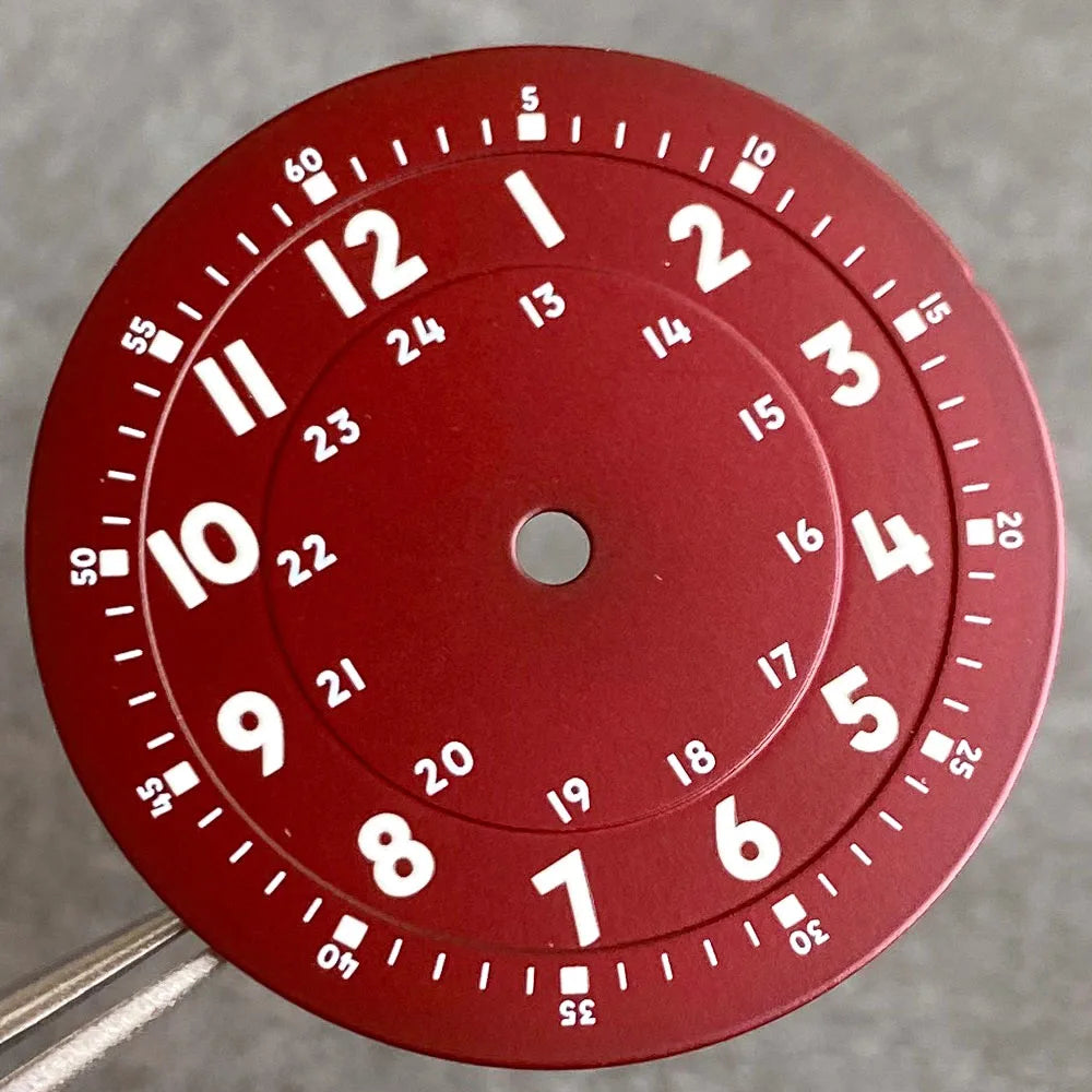 Brownish Red Field Watch Dial 29mm Luminous Marks Fit NH35 NH36 NH38 ETA 2824 PT5000 SKX Diver Mens Watch Parts New