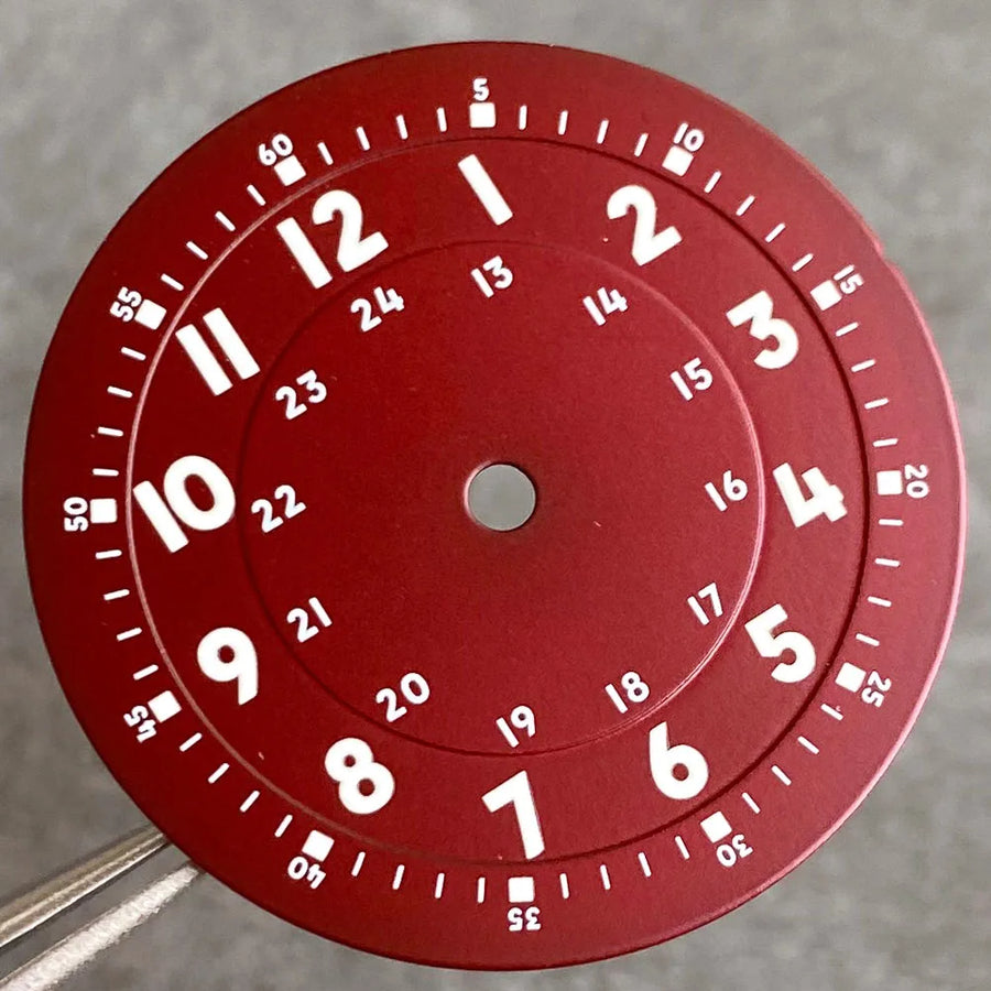 Brownish Red Field Watch Dial 29mm Luminous Marks Fit NH35 NH36 NH38 ETA 2824 PT5000 SKX Diver Mens Watch Parts New
