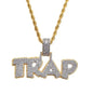 Iced Out Letter Savage Pendant Shiny Bing Cubic Zirconia Hip Hop Necklace Men\\\'s Cool Rock Rap Trend Jewelry
