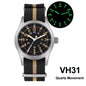 Militado ML05 38mm Military Field Watch - Sweep Quartz Movement Domed Sapphire Crystal 100M Waterproof Super Luminous Nylon Band Watch for Men