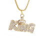 Iced Out Letter Savage Pendant Shiny Bing Cubic Zirconia Hip Hop Necklace Men\\\'s Cool Rock Rap Trend Jewelry
