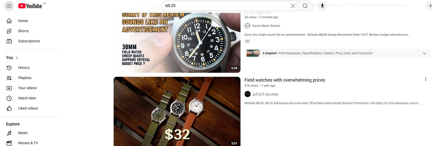 Militado ML05 38mm Military Field Watch - Sweep Quartz Movement Domed Sapphire Crystal 100M Waterproof Super Luminous Nylon Band Watch for Men