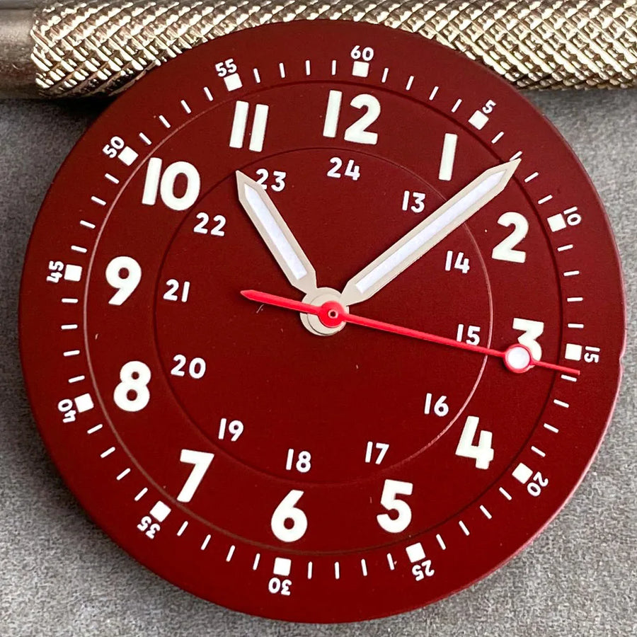 Brownish Red Field Watch Dial 29mm Luminous Marks Fit NH35 NH36 NH38 ETA 2824 PT5000 SKX Diver Mens Watch Parts New