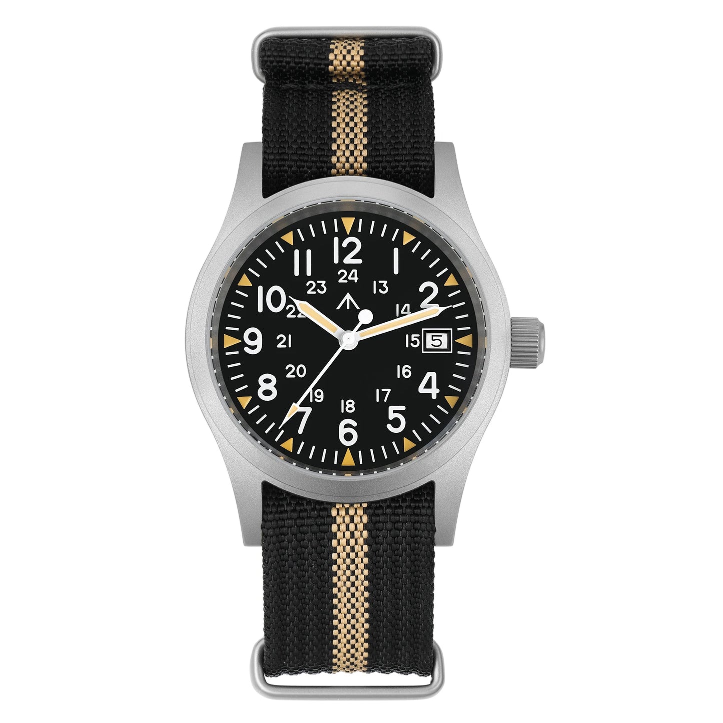 Militado ML05 38mm Military Field Watch - Sweep Quartz Movement Domed Sapphire Crystal 100M Waterproof Super Luminous Nylon Band Watch for Men