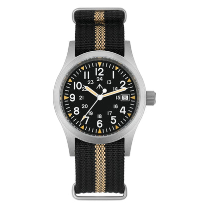 Militado ML05 38mm Military Field Watch - Sweep Quartz Movement Domed Sapphire Crystal 100M Waterproof Super Luminous Nylon Band Watch for Men