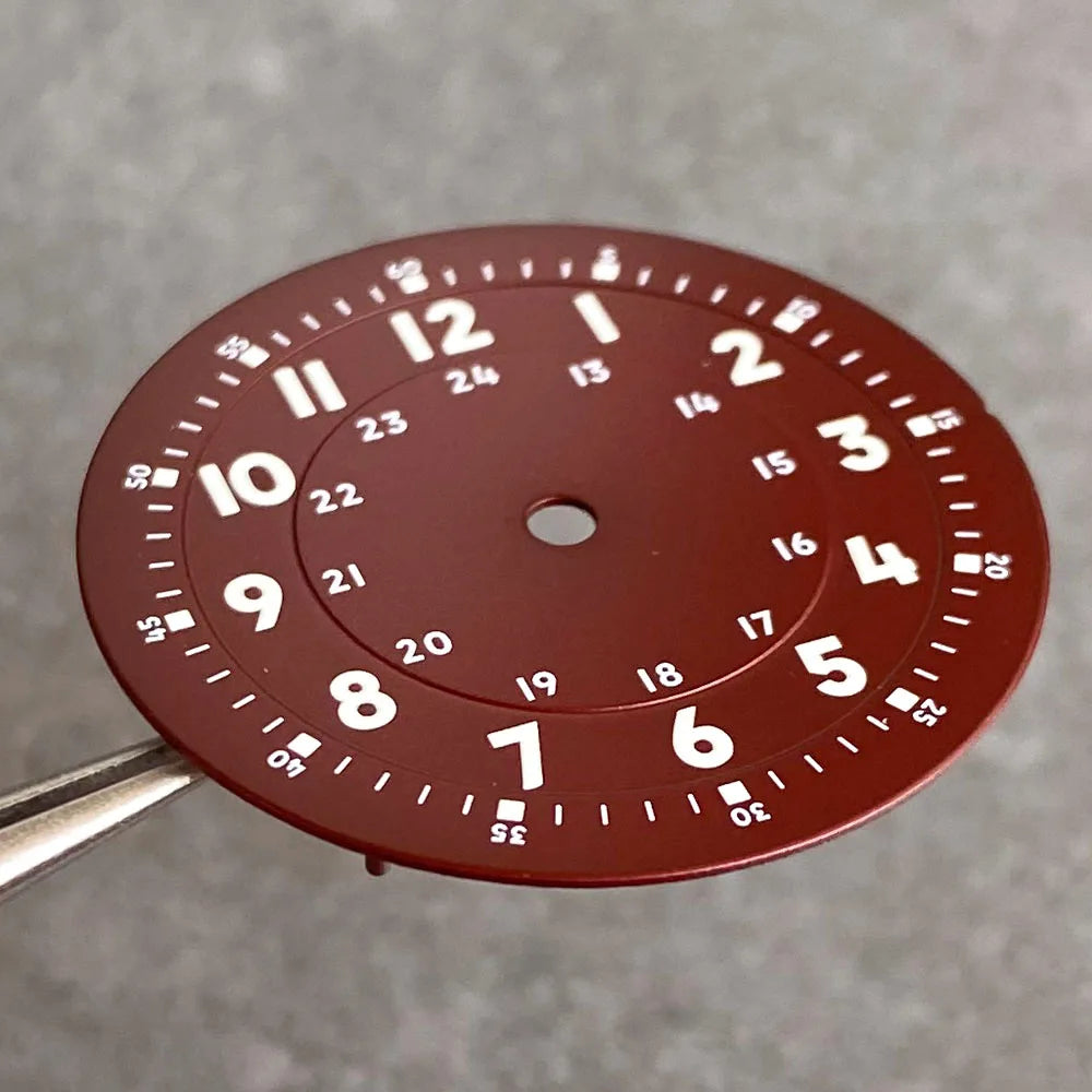 Brownish Red Field Watch Dial 29mm Luminous Marks Fit NH35 NH36 NH38 ETA 2824 PT5000 SKX Diver Mens Watch Parts New