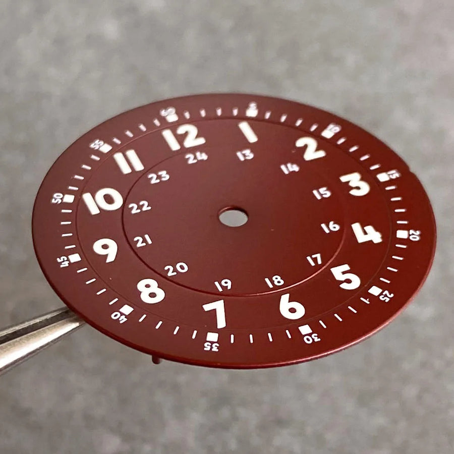 Brownish Red Field Watch Dial 29mm Luminous Marks Fit NH35 NH36 NH38 ETA 2824 PT5000 SKX Diver Mens Watch Parts New