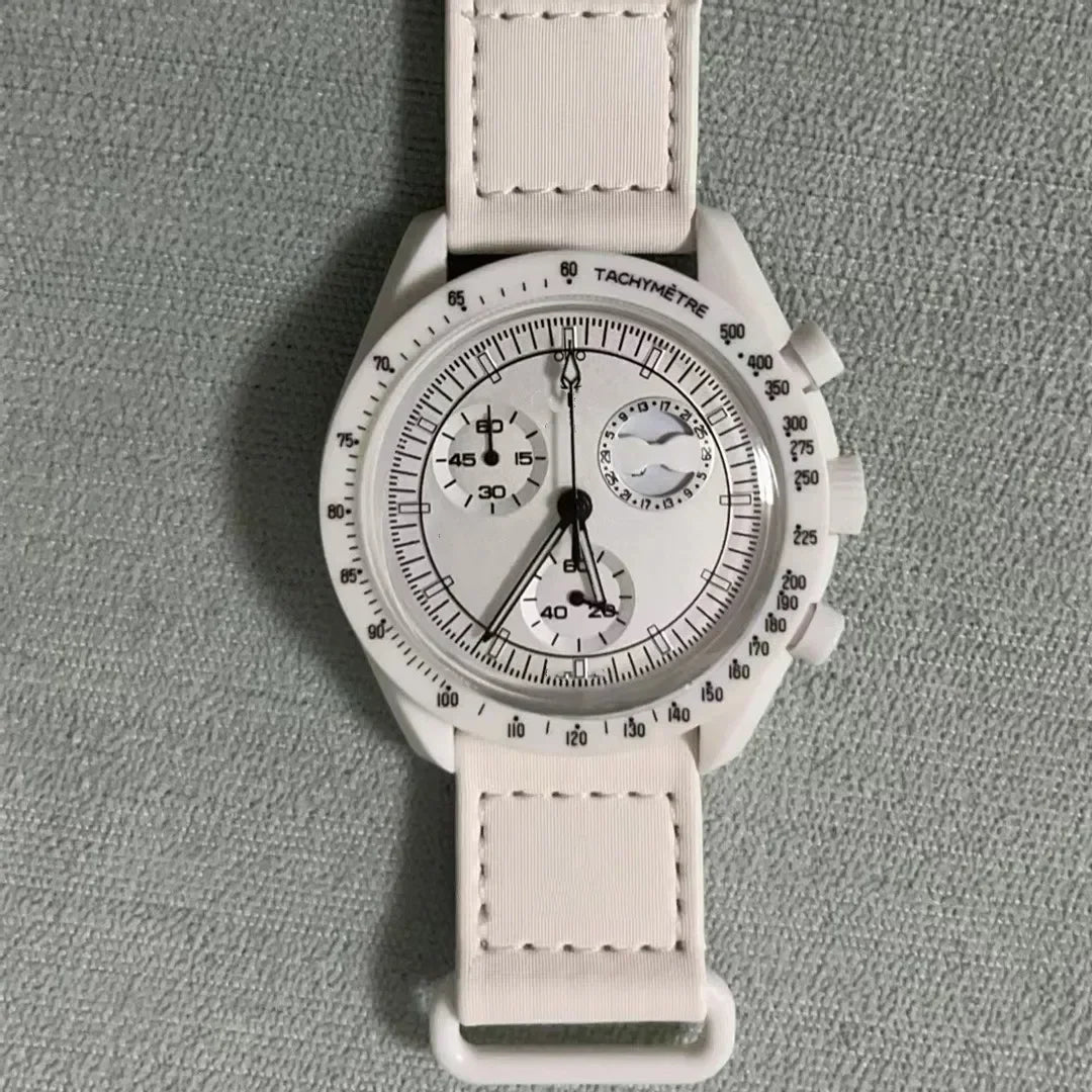 2025 Newest High Quality Wantch Men's and Women's Moon Mercury Quartz Chronograph Watch Celestial Galaxy Dial 6-Hand Hot Sale