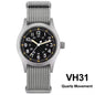 Militado ML05 38mm Military Field Watch - Sweep Quartz Movement Domed Sapphire Crystal 100M Waterproof Super Luminous Nylon Band Watch for Men