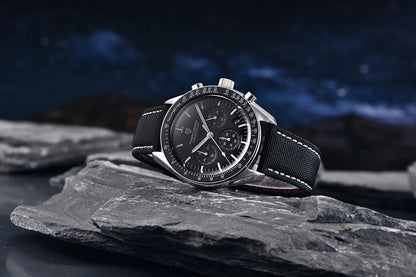 PAGANI DESIGN Men's Chronometer Quartz Watch Waterproof Luminous Red Sapphire Mirror Stainless Steel Band Fashion & Casual Wristwatch