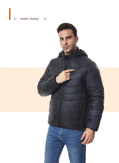 Heated Jacket Thick Warm Heated Jacket 4 Control Zone 27 Men Women Winter Outdoor Ski Hiking Coat (Not Included The Power Bank)