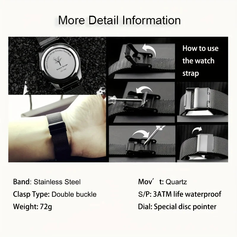 Men's Special Edition Quartz Watch Unique Creative Design Stainless Steel Band Christmas New Year Gift Fashion & Casual