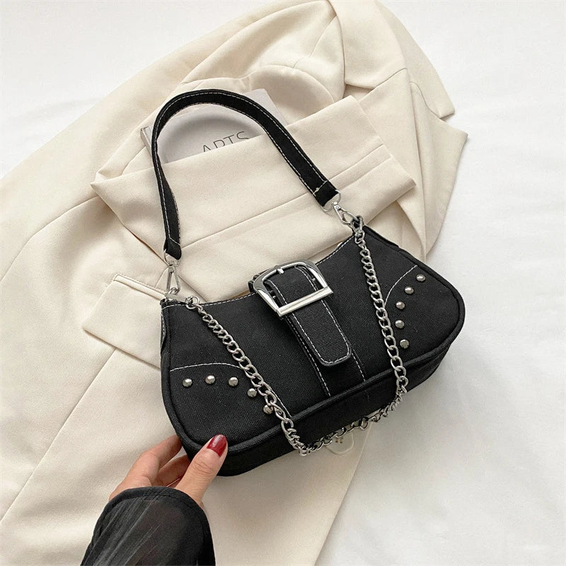 Y2k Vintage Women Underarm Bag Korean Casual Cute White Shoulder Bag Ladies Slings
